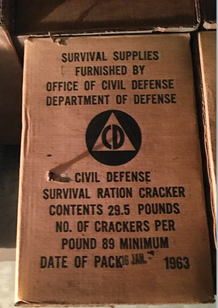 box of Civil Defense survile supplies